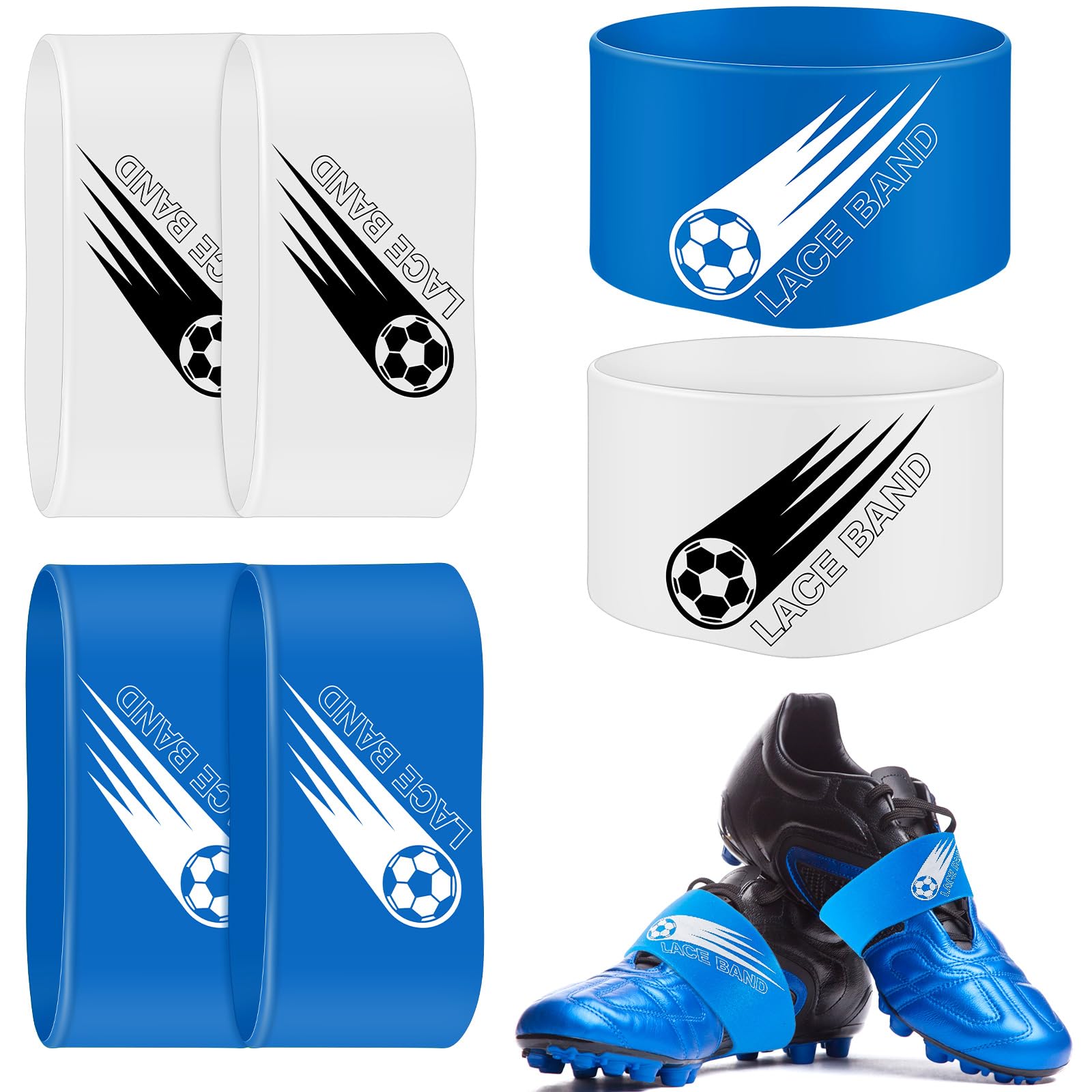 patelai 4 Pcs Soccer Lace Bands Youth Sports Cleats Lace cover Protector Kids Soccer Shoe Laces Keeper for Soccer Season-picture-29