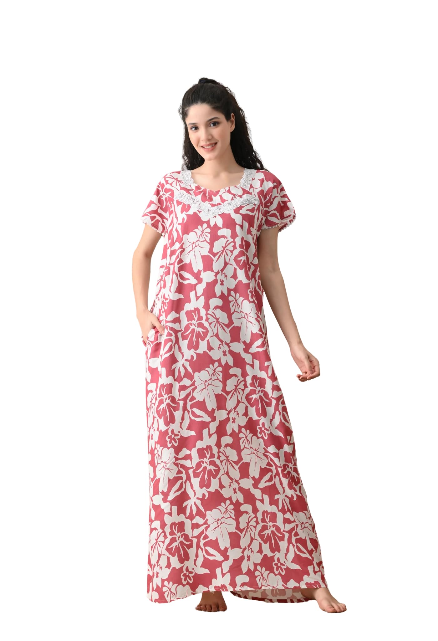 ichaa Women's Multi-Colored Rayon Printed Round-Neck Nighty with Pocket| in Plus Sizes-picture-34