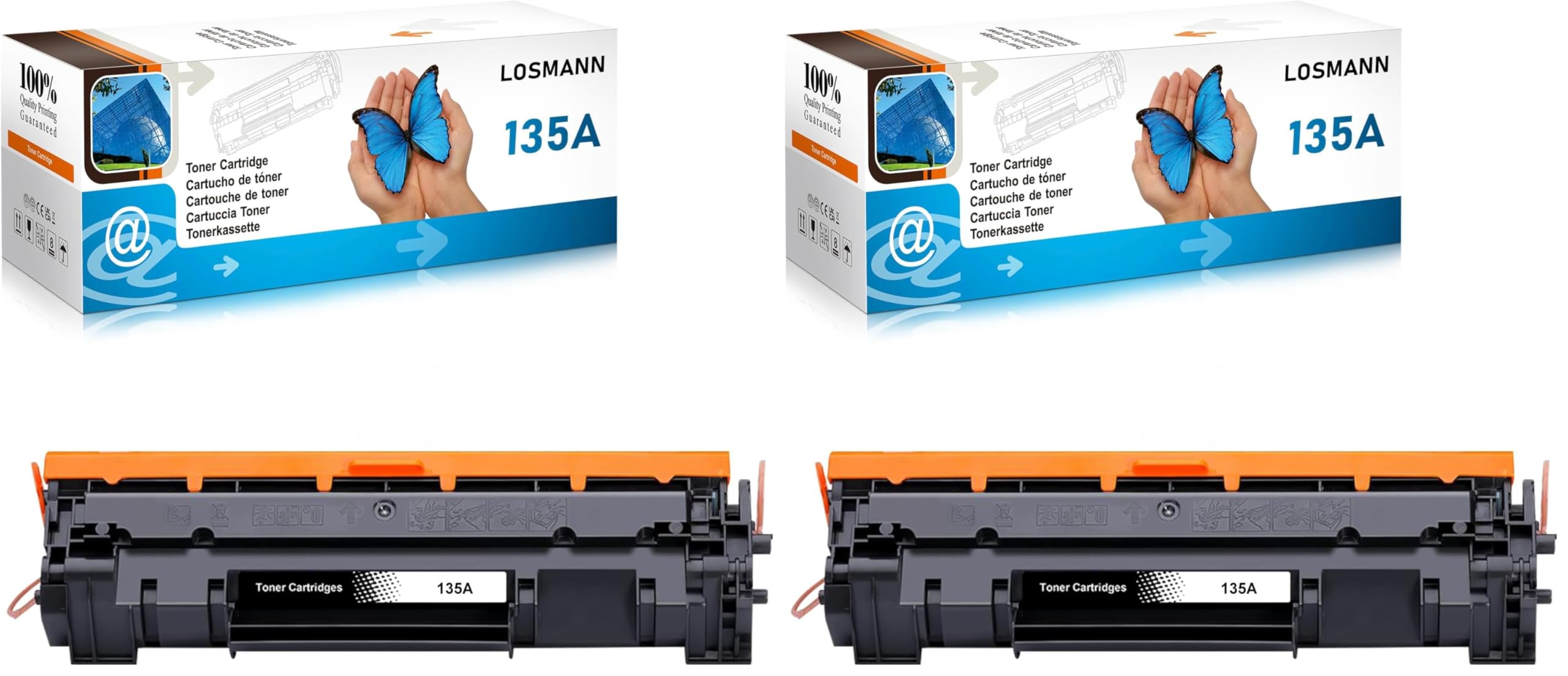 LOSMANN Toner 135A W1350A (MIT CHIP) compatibile con HP 135A 135X W1350X compatibile con Laserjet MFP M234dw M234sdw M234sdn M234dwn M209dw M209dwn M234 M209 (1 nero) (Confezione da 2)