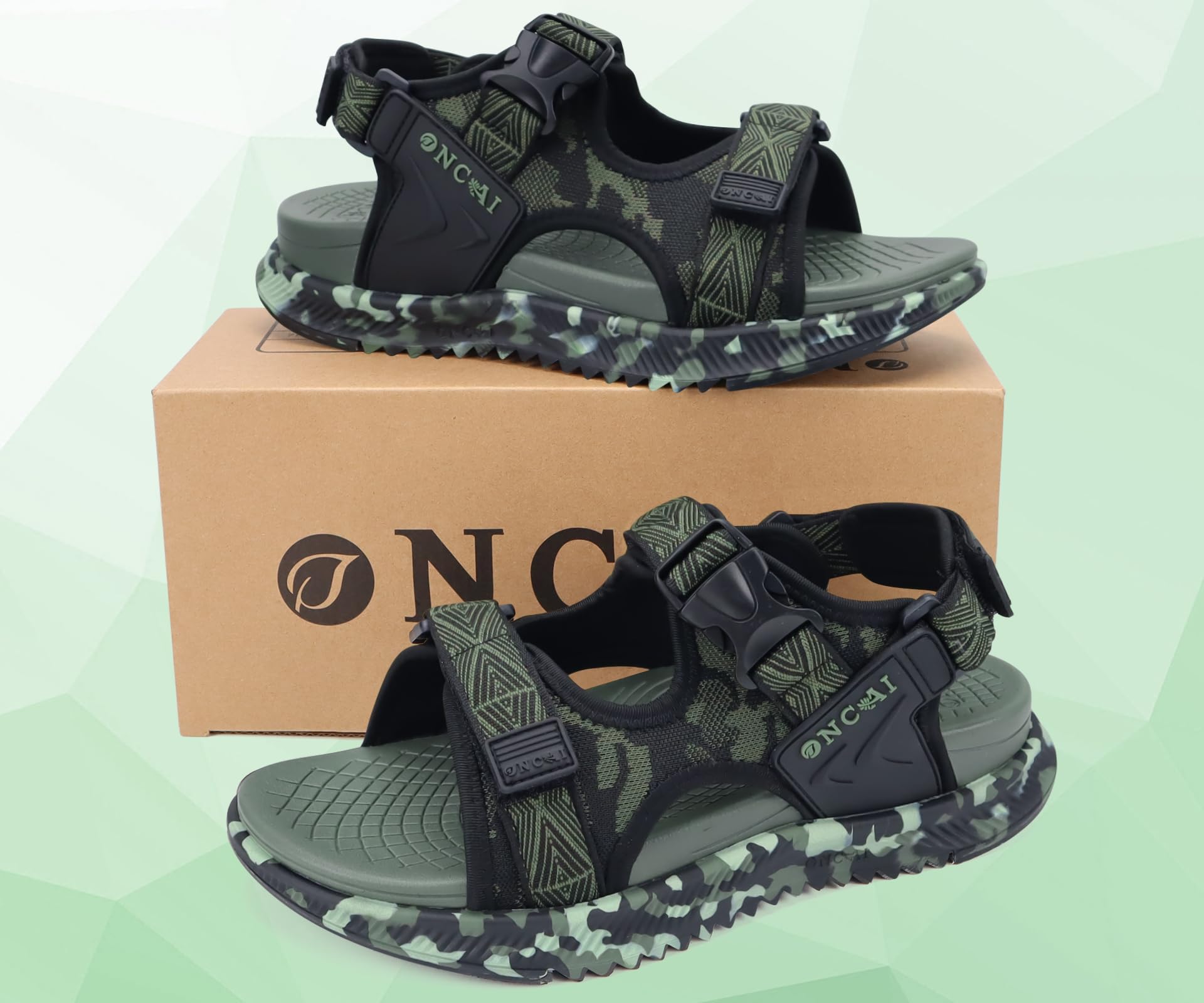 ONCAI Sandalias Trekking Hombre，Soporte Para El Arco Plantar Corte De Malla con Correa Ajustable Sandalias Senderismo Para Hombre Talla 40-48