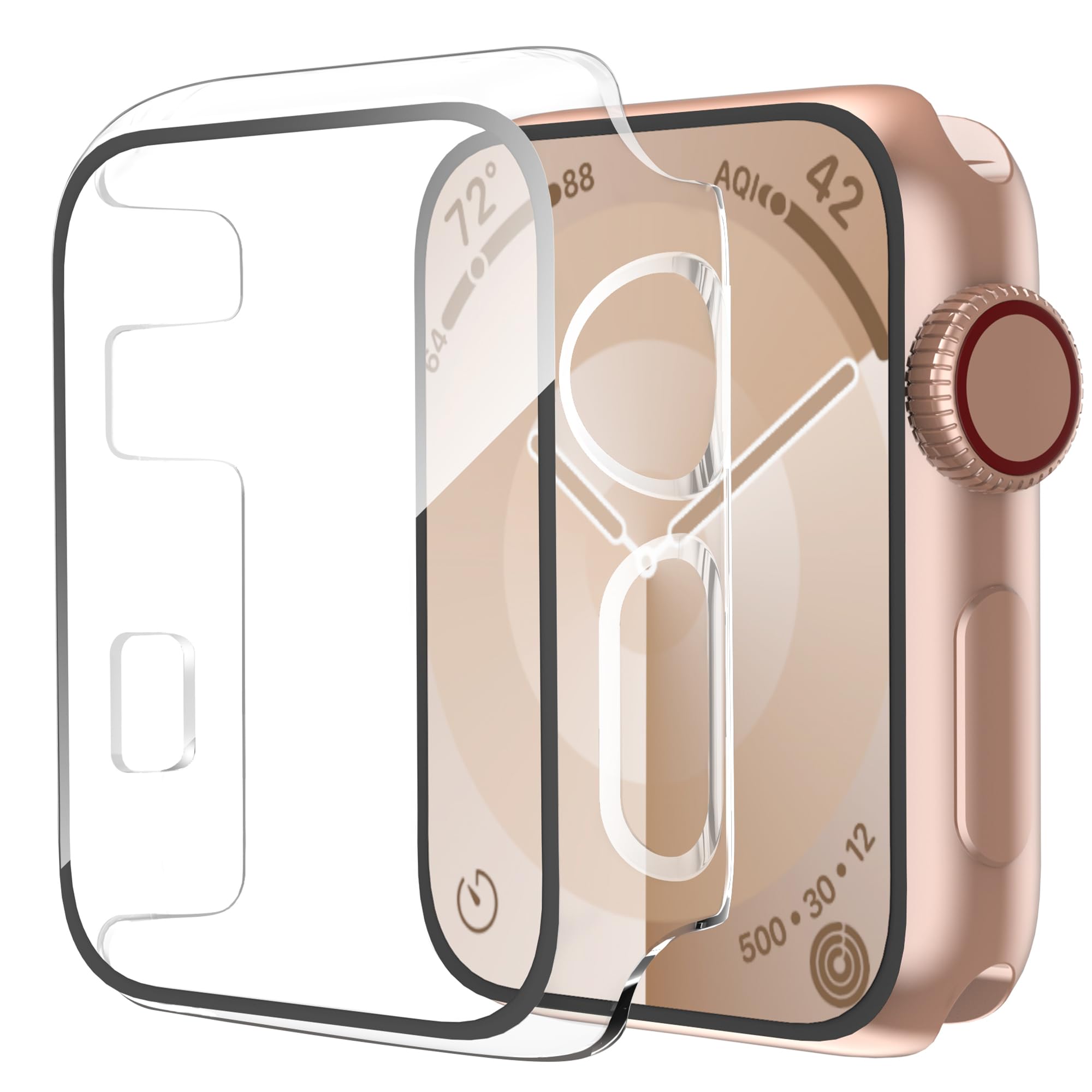 Smiling 2 Pack Case Compatible with Apple Watch Series 3/Series 2 42mm with Tempered Glass Screen Protector, Hard PC Case Overall Protective Cover- Transparent