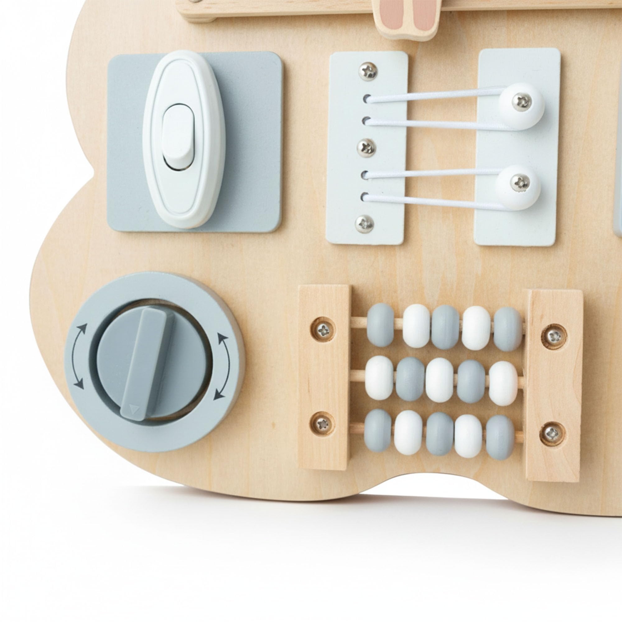 mamabrum Tabla Sensorial Montessori Oso – Juego Educativo Manipulación & Motricidad, Laberinto, Velcro, Enchufe & Botón Clic, Madera Sólida, Desarrollo Coordinación Bebés Niños