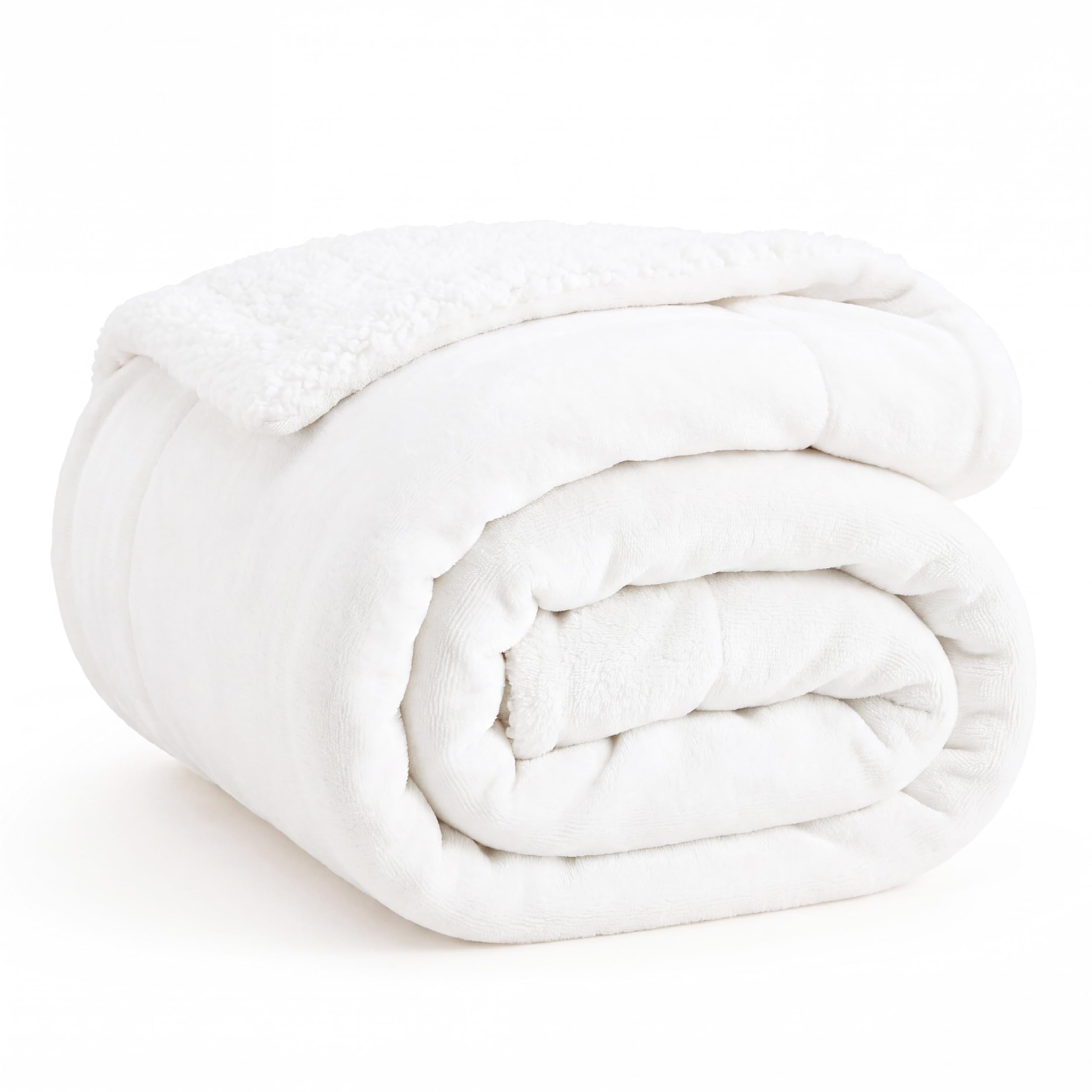 Bedsure GentleSoft Sherpa Fleece Twin Size Blanket for Couch, Non-Heated, Thick and Warm Throw for Women and Men, Soft Fuzzy Plush Twin Blanket for Winter, Bright White, 60x80 Inches