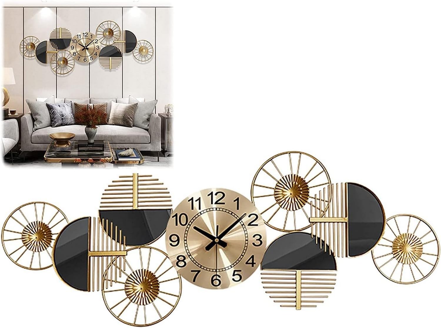 SaryEdge Modern 3D Art Irregular Metal Clock No Tick Wall Clock Large Silent Quartz Decorative Clock Suitable for Bedroom Kitchen,