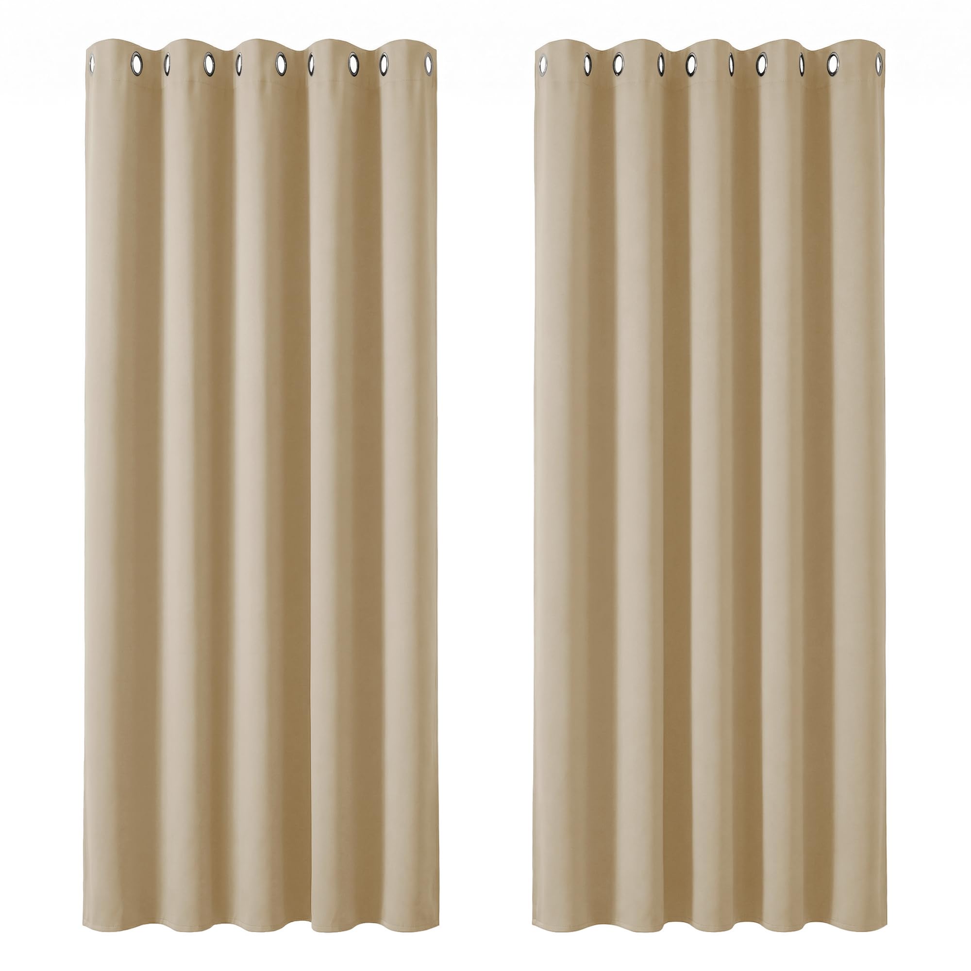 Deconovo Blackout Curtains Eyelet, Super Soft Thermal Insulated Noise Redudcing Bedroom Curtains for Living Room, 66 x 72 Inch, Biscotti Beige, 2 Panels