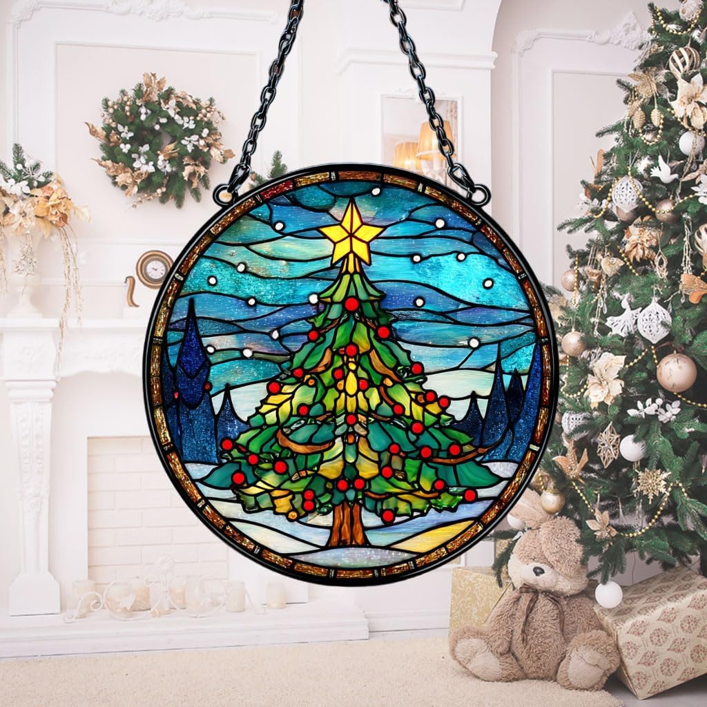 Christmas Tree Colorful Ornaments Hanging Acrylic Suncatcher