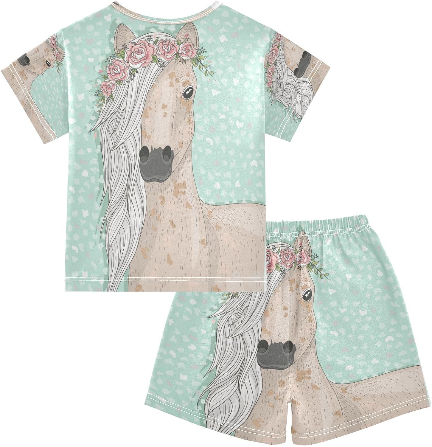 senya Short Sleeve Pajamas Sets Summer Cotton Sleepwear National Flag World Map, 5T