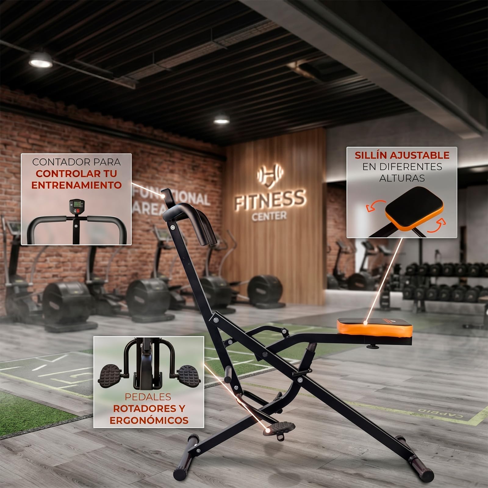 Total Fit Crunch Con Display, Banco de Musculación Con Panel de Control, Intensidad Personalizable, Banco Plegable, Gimnasia en Casa, Entrenamiento Fitness Completo