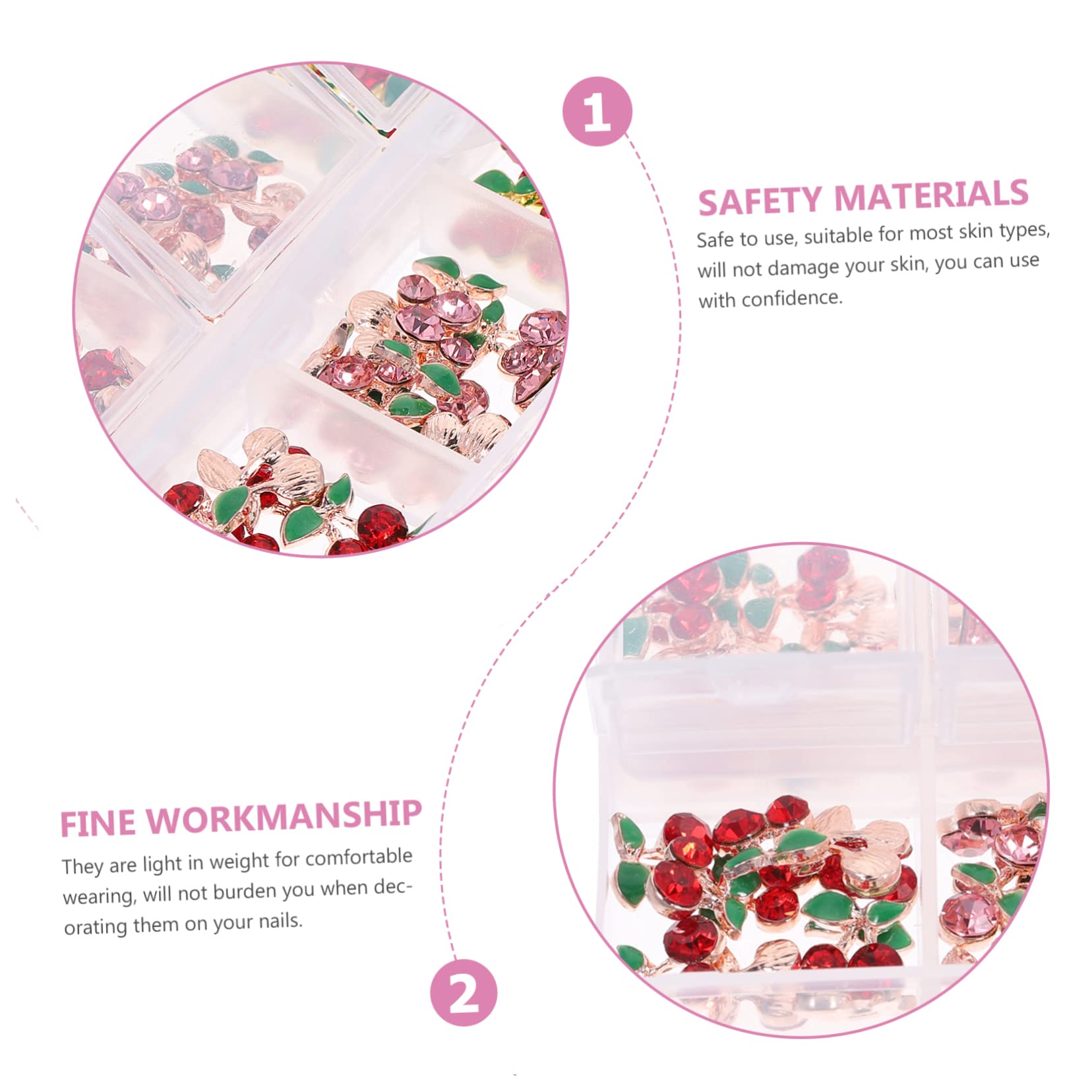 Healeved 180piezas Charms De Uñas Brillantes De Cereza Decoraciones De Uñas Para Mujeres Accesorios De Cristales Para Nail Art Estilo Elegante y Único