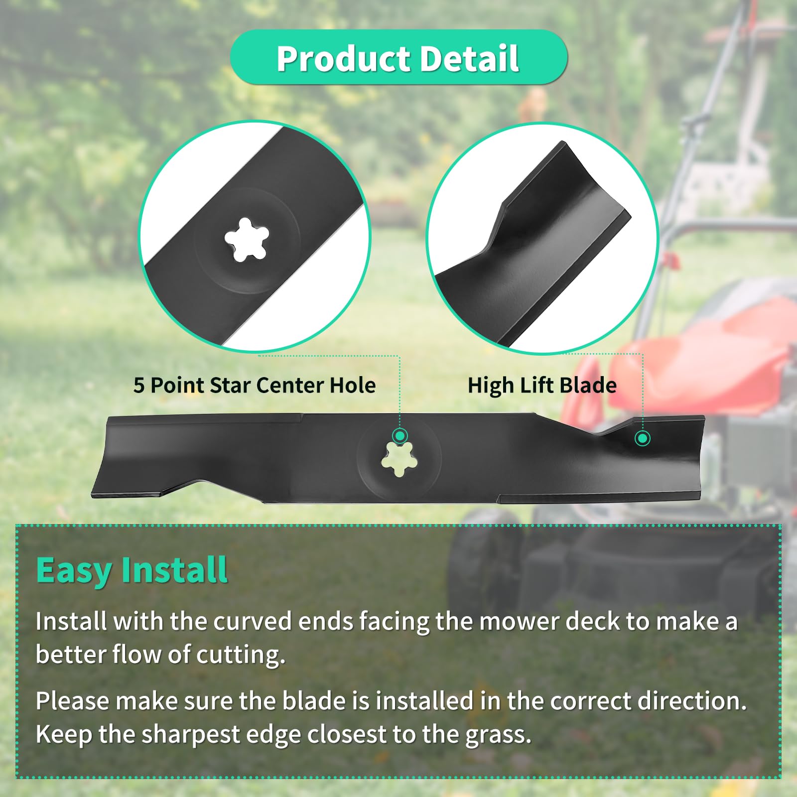 Paquete de 3 cuchillas de cortacésped 180054 compatibles con cubierta HU de 48 pulgadas, cuchillas de alta elevación 173920 compatibles con tractor de césped Hu sqvarna YTH24V48 YTH2348 Pou