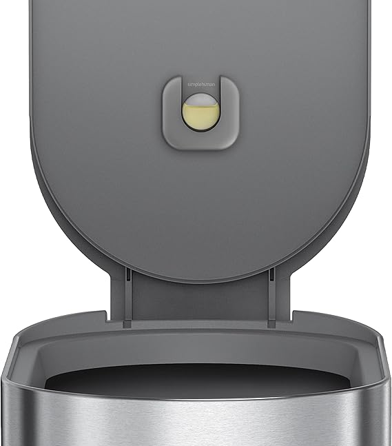 simplehuman 45 Liter / 12 Gallon Slim Hands-Free Kitchen Step Trash Can, Brushed with Plastic Lid