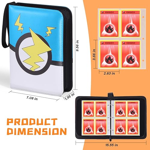 Miniatura 3 de FAMOMI Carpeta de tarjetas de 4 bolsillos, coleccionista de tarjetas coleccionables con 50 fundas extraíbles, 400 bolsillos para tarjetas portátil