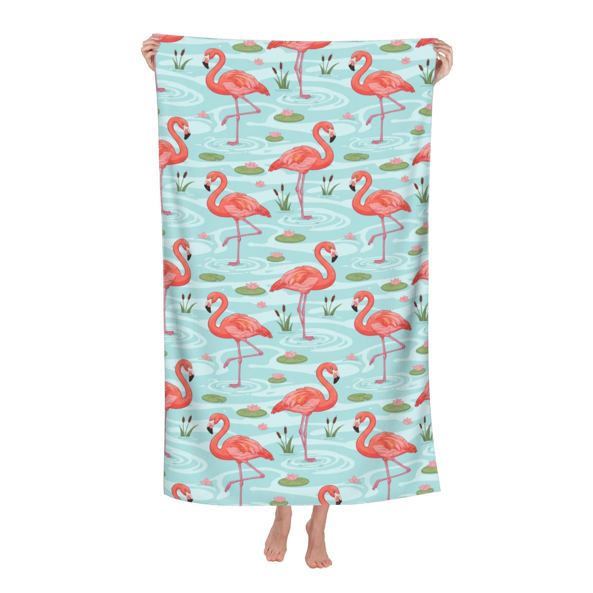 peiyeety Cute Flamingos Soft Bath Towels Absorbent Bathroom Towel for Beach Hotel Gym Spa Shower
