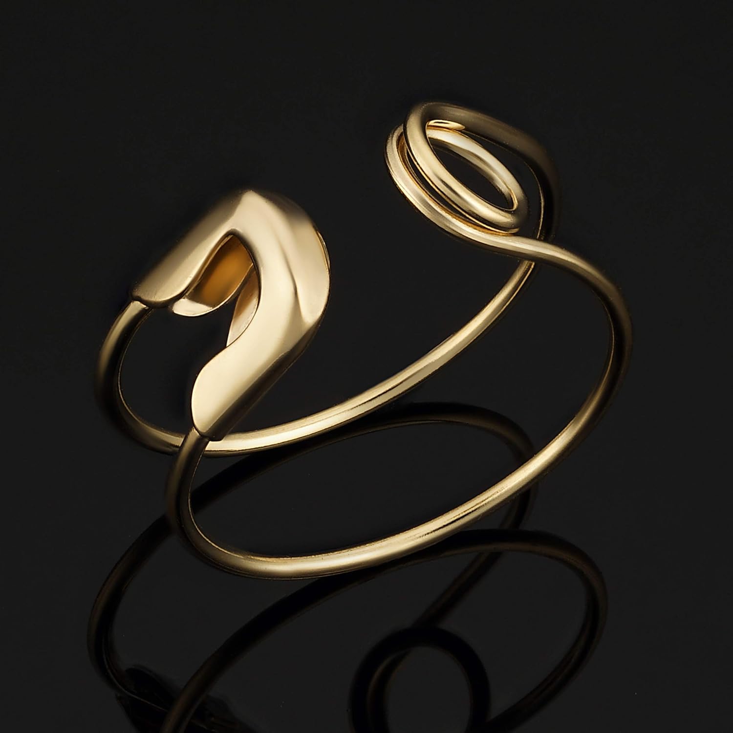14k Yellow Gold Safety Pin Open Ring Minimalist Jewelry for Women