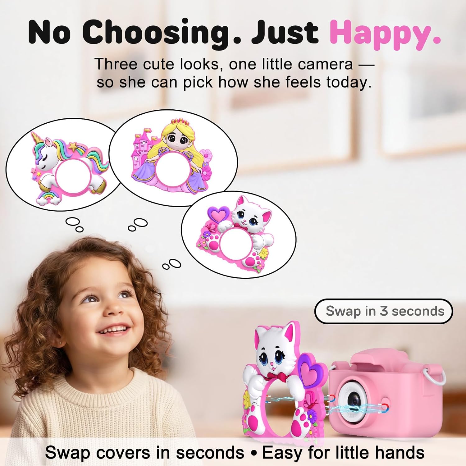 Kids Camera for Girls Toys Gifts: 3 4 5 Year Old Girl Gifts Small Children Selfie Digital Pink Camera for Kids, Christmas Birthday Gift for Girls Toy Cameras for Toddlers Age 3-5, 32G SD Card Included