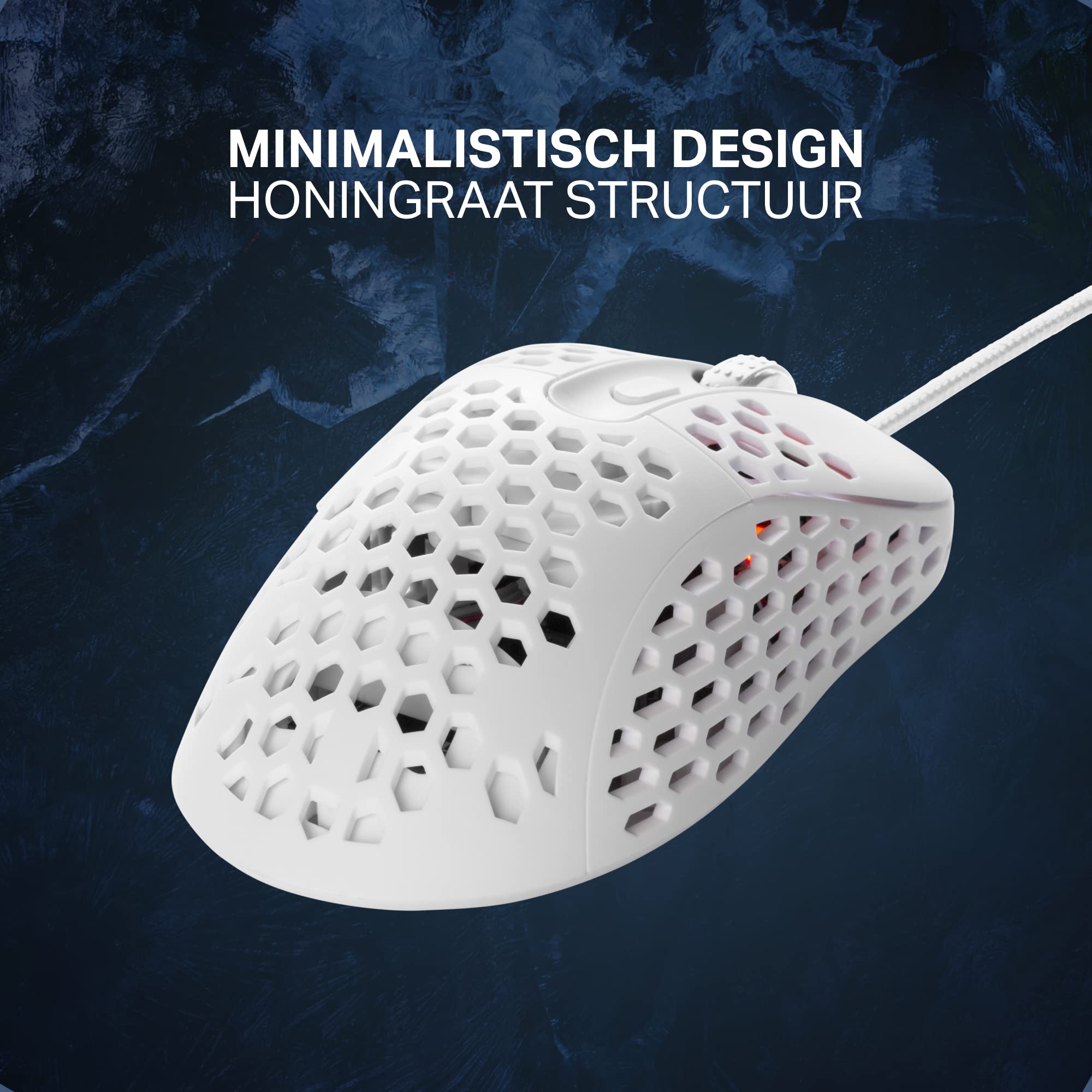 Deltaco Gaming White Line WM85 Lekka Przewodowa myszka do gier - 6400 DPI, 1000 Hz i 220 IPS - Biały
