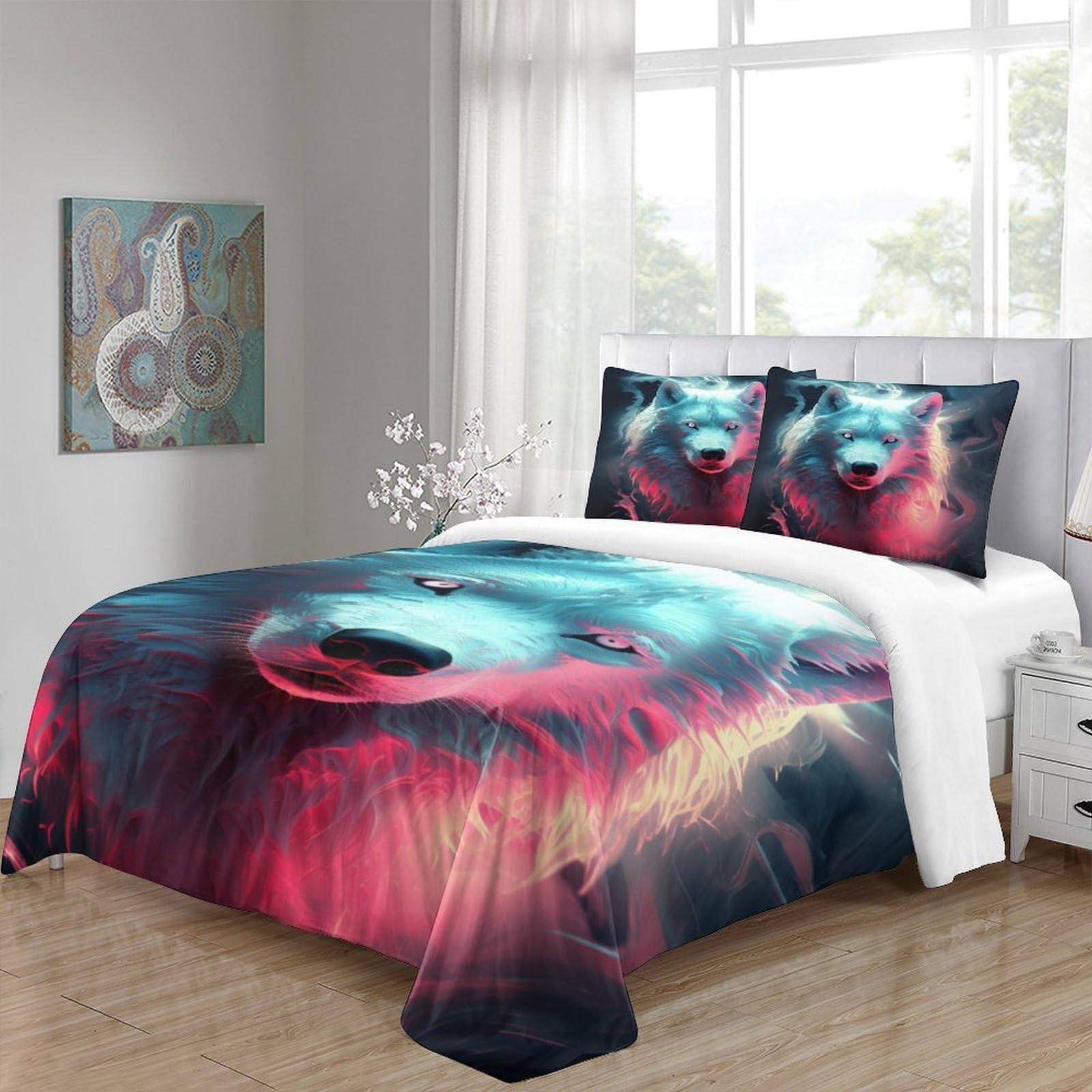 Stampato in 3D Direlupo Copertina Stampata Microfibra Disegnata Set Di Biancheria Da Letto Stile Morbido Con 2 Federe,King（220x240cm）, Per Adolescenti E Adulti