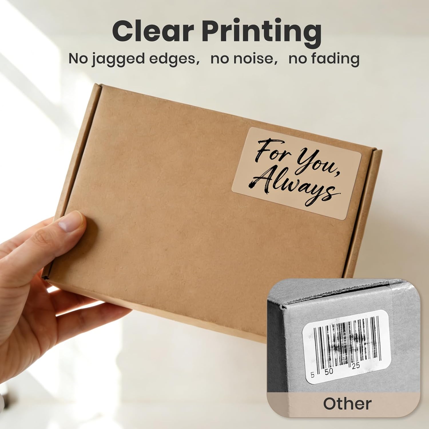 Khaki Thermal Labels 2 × 3 Inch Vinyl Rectangular Waterproof Direct Printer Sticker Self-Adhesive Perforated Name Tag for Logo DIY QR Design Office Address 500 PCS - Image 4