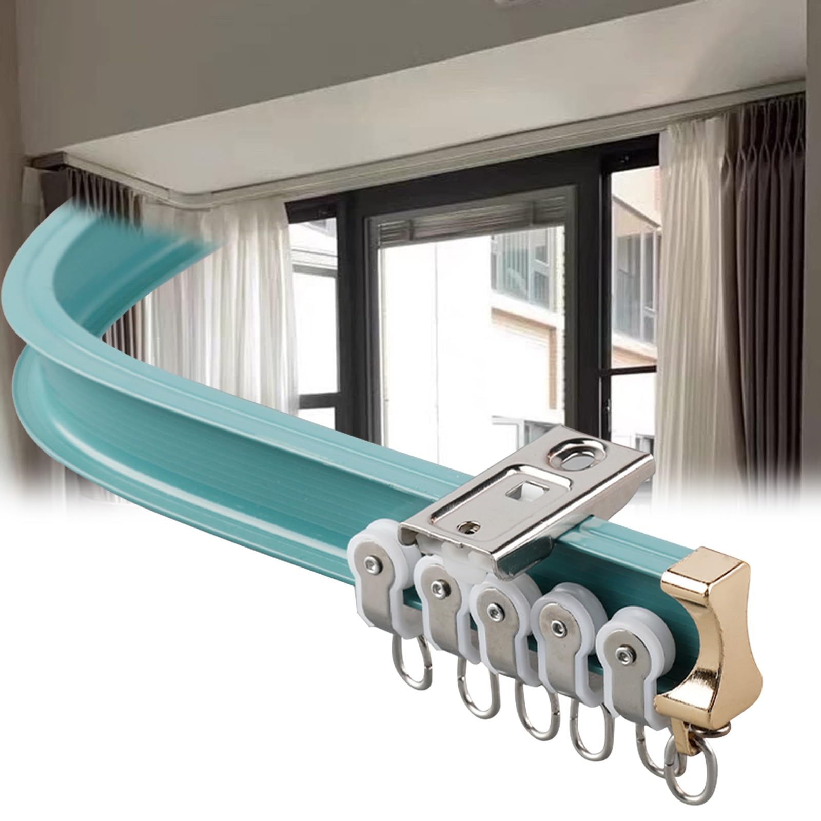 Barres de douche incurvées Ra100 660 cm réglables courbées/droites avec poulies multiples, idéales pour séparateurs de pièce L/U SD