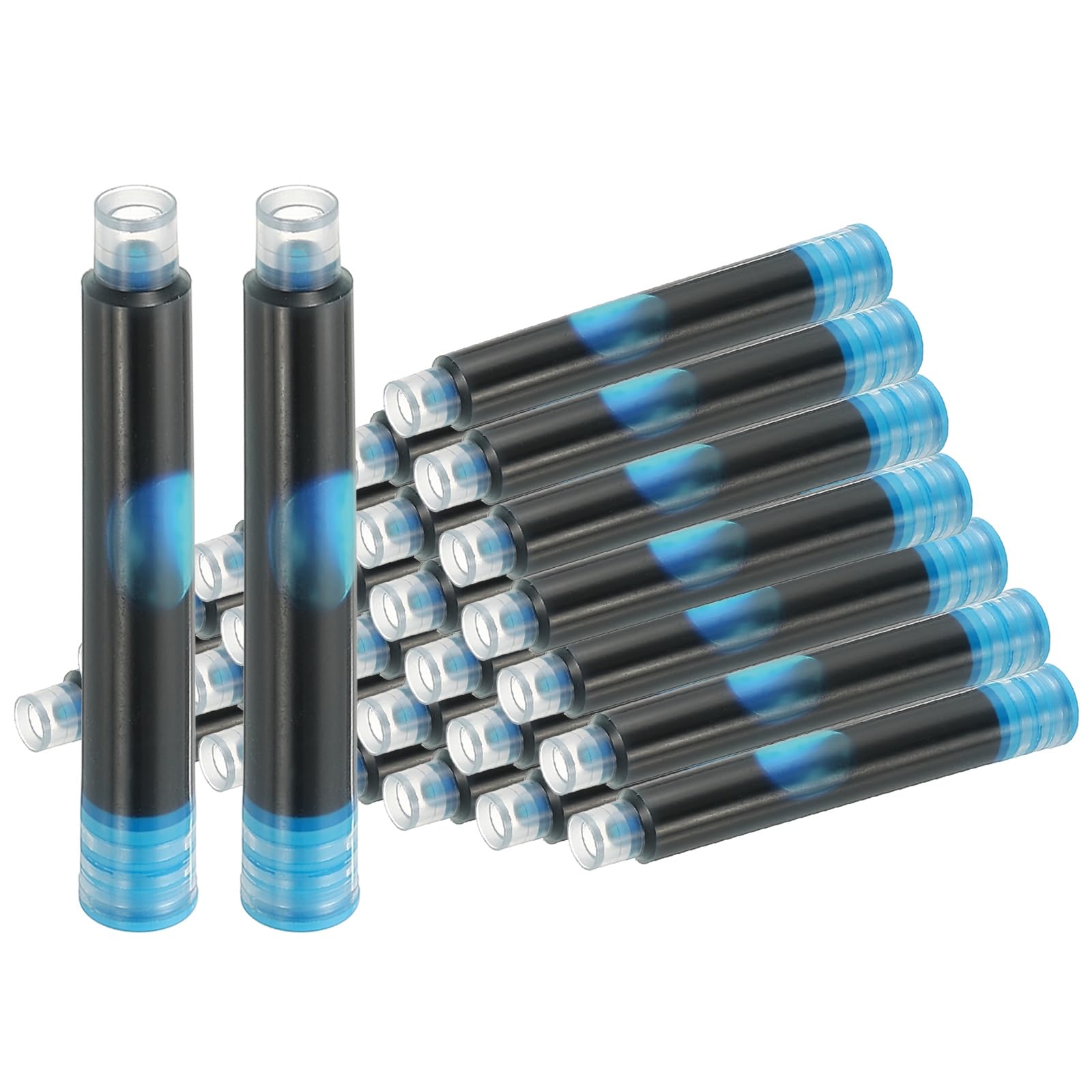PATIKIL 30Pcs Fountain Pen Ink Cartridges, 3.4mm Bore Diameter Pen Ink Refill Standard International Refill Cartridges for Writing Business, Light Blue