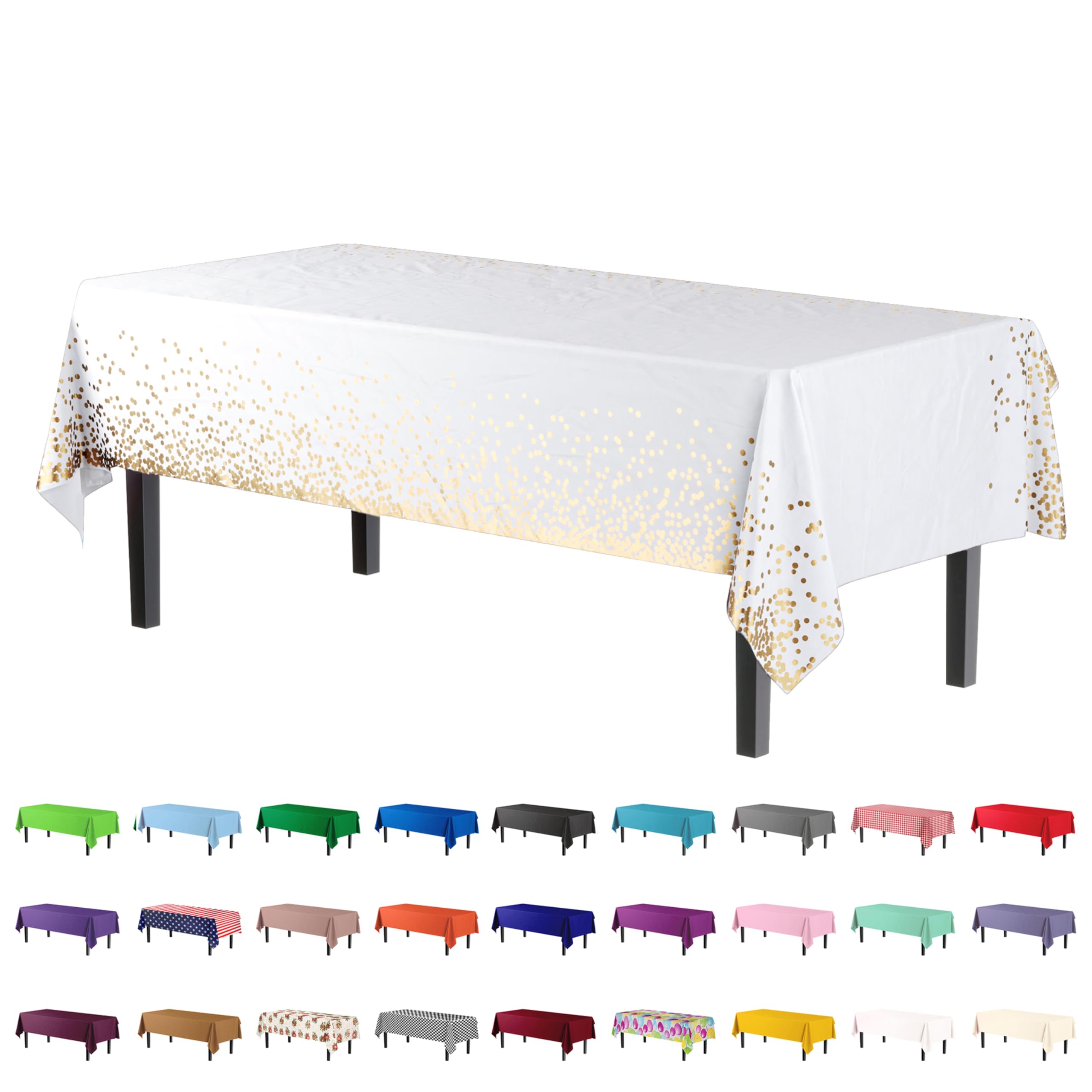 Nappe de table plastique jetable grand format 137x274 cm motif pois or pour fête