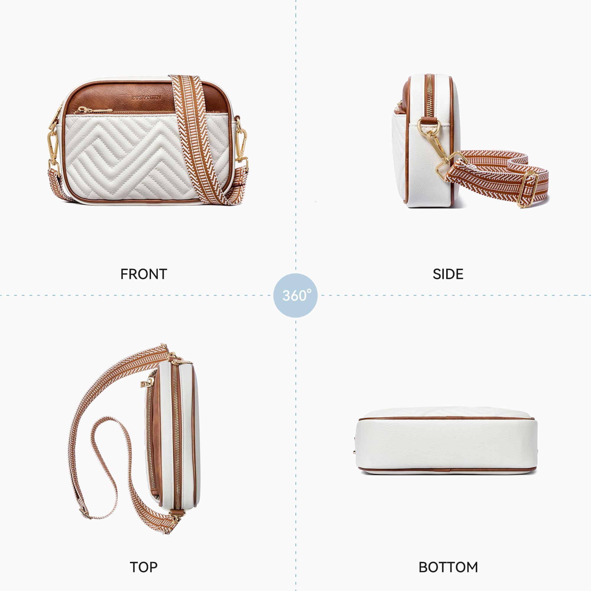 BOSTANTEN Quilted Crossbody Bags for Women Vegan Leather Purses Small Shoulder Handbags with Wide Strap