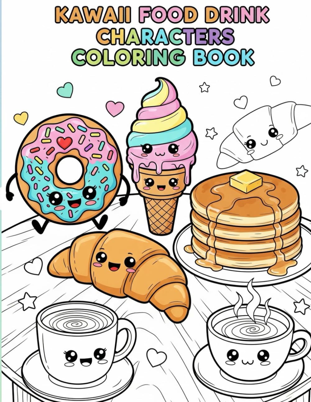 Kawaii Food & Drink Characters Coloring Book