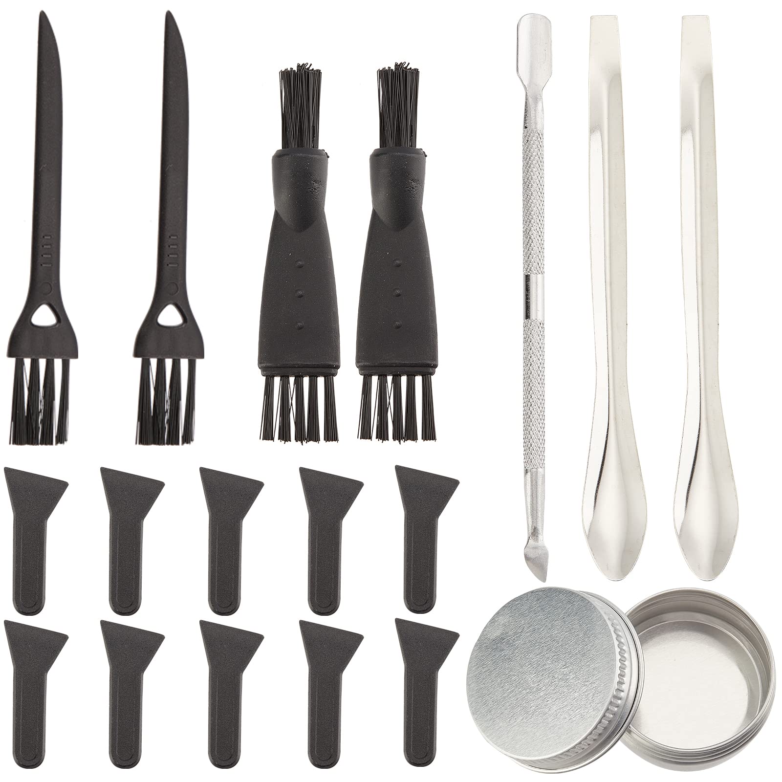 GORGECRAFT18Pcs Pollen Scrapers Kit for Grinder Including Micro Lab Scoop Cleaning Brush Pollen Scrapers Stainless Steel Pusher and Aluminium Tin Cans