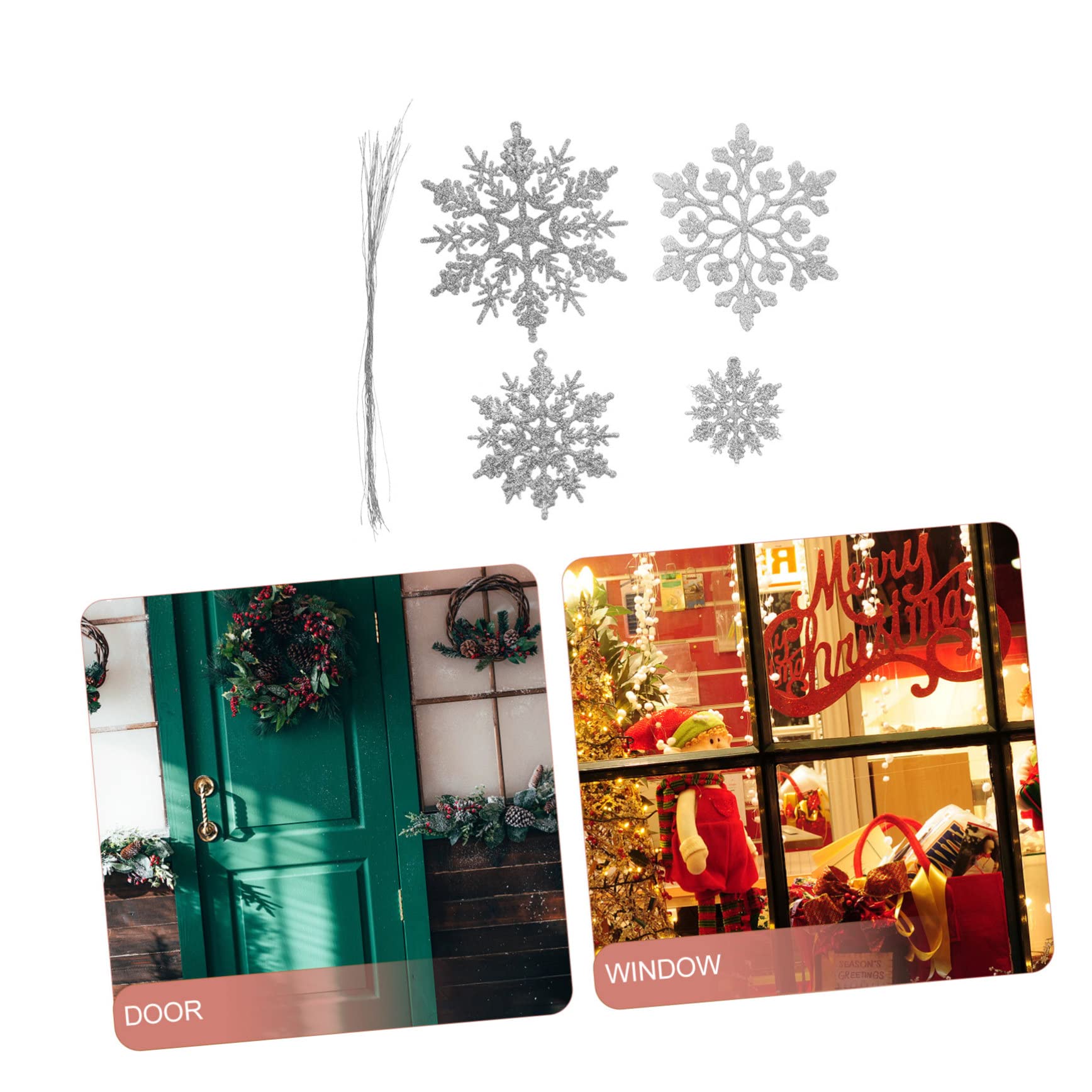 IMIKEYA 144 Pièces Flocons De Neige De Noël Flocon De Neige De Sapin De Noël Pendentif Flocon De Neige Scintillant De Noël Gros Flocons De Neige Décorations De Fête Plastique