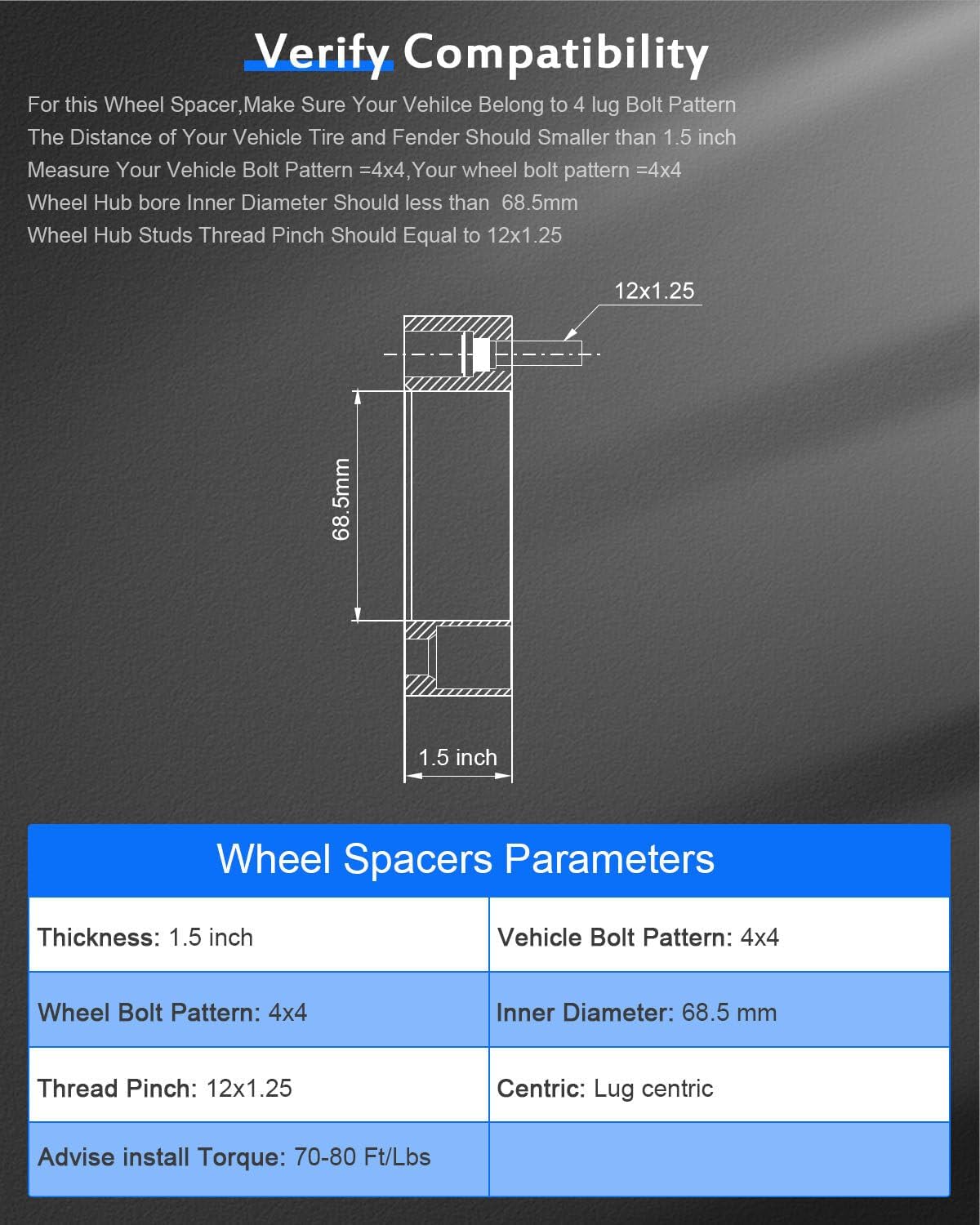 ECCPP 4x4 to 4x4 Wheel Spacers 1.5 inch 4 lug Fit for Yamaha G21A 2000-2004 for Yamaha The DRIVE 2013-2016-4PCS