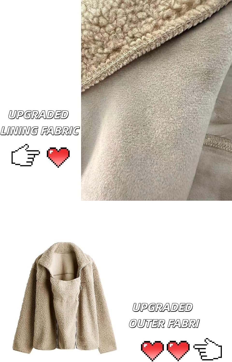 Women's Fleece Zip Up 2 in 1 Baby Wearing Jacket Maternity Winter Coat Thicken Kangaroo Sweatshirt