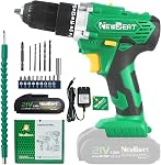 NEWBEAT Cordless Drill Set, 12V Power Drill Driver with 1 Battery and Charger, 3/8" Keyless Chuck, 2 Variable Speed, 18+1 Torque Setting, Drill Driver Kit for Home and DIY Project