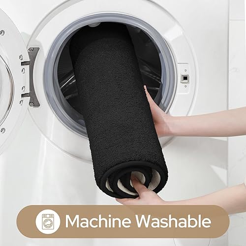 Miniatura 8 de HOMEIDEAS Upgraded Bathroom Rugs Set 3 Piece, Extra Thick Absorbent Soft Memory Foam, Washable Toilet Bath Mat (Black)