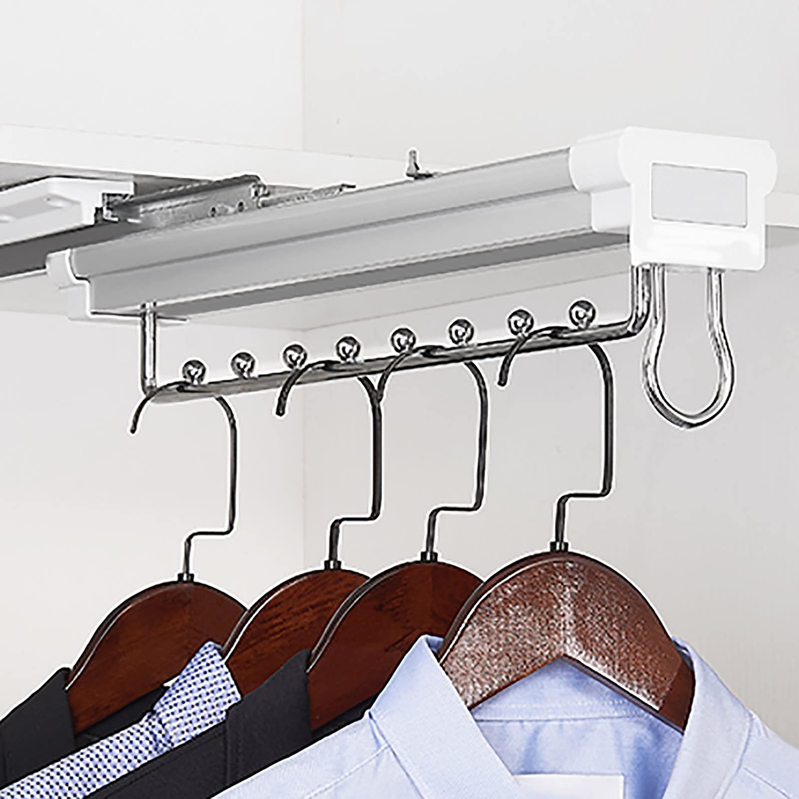 SWENEEN Pull Out Trousers Rack,Cabinet Organizers Pants Rack Pant Hanger,With Damping Rail,Top Mount,For Space Saving And Storage,35.5cm