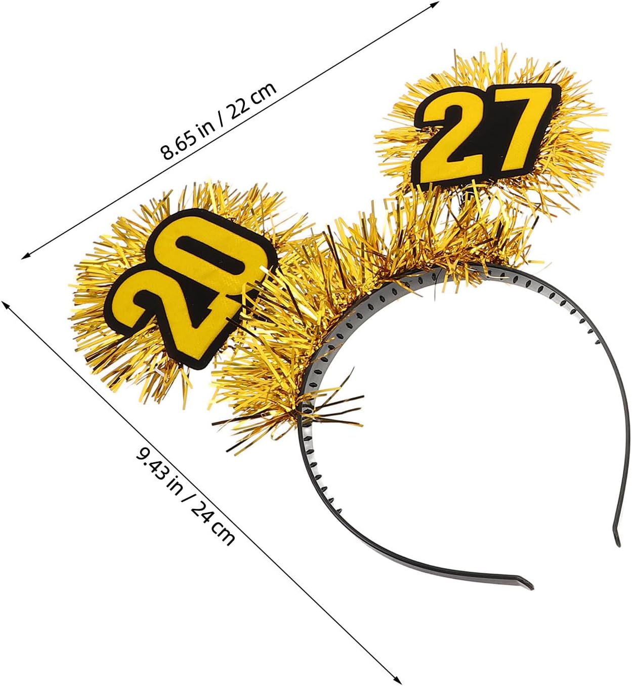 Ciieeo 2pcs 2027 New Year Headbands with Glitter Numbers, Reusable Flexible Plastic Hairbands for Holiday Party Decoration and Travel, Festive Photo- for Adults