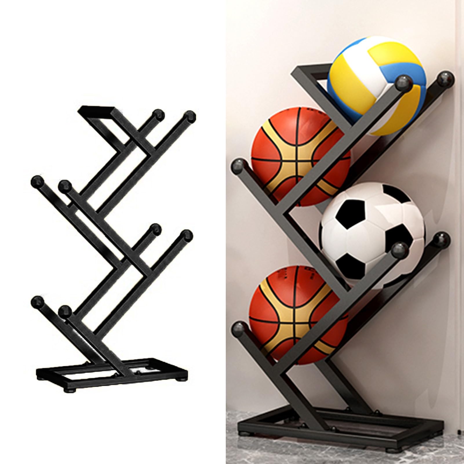 Schwarzer Ballständer Für Sportbälle - Stabilitätsständer Für Basketball & Volleyball