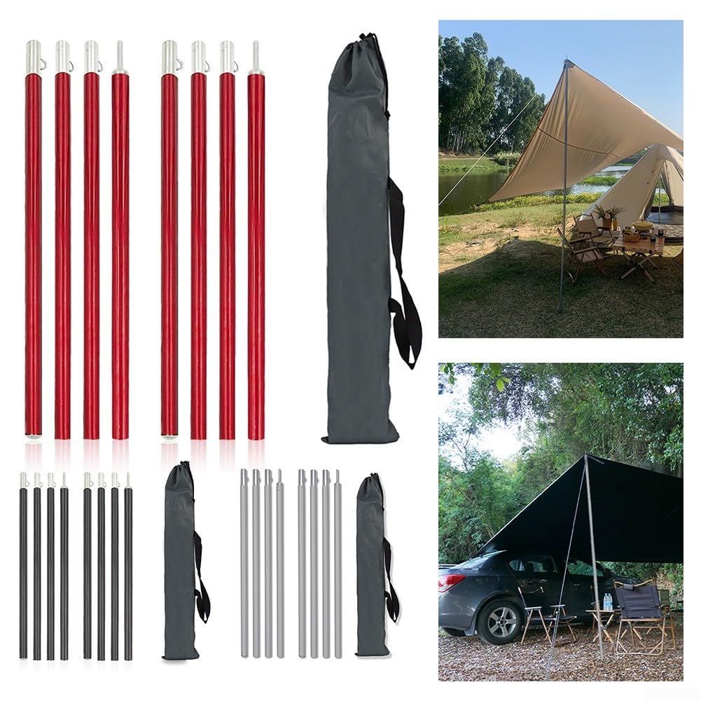 Pali Tenda 2m Alluminio 6061 Leggeri 2 Pali Tenda 2m Alluminio | Lega 6061, anti-, durevoli, 2 , ideali per uso prolungato(Red)