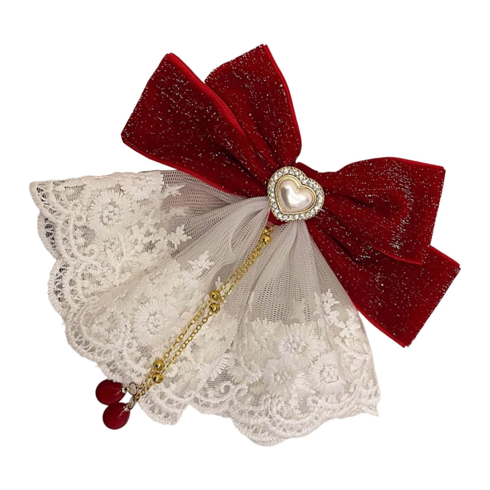 Maxtonser Stylish Lace Hair Clip With Large Bows Decoration Strong Hold Fashionable Hair Accessory For Special Occasion Event