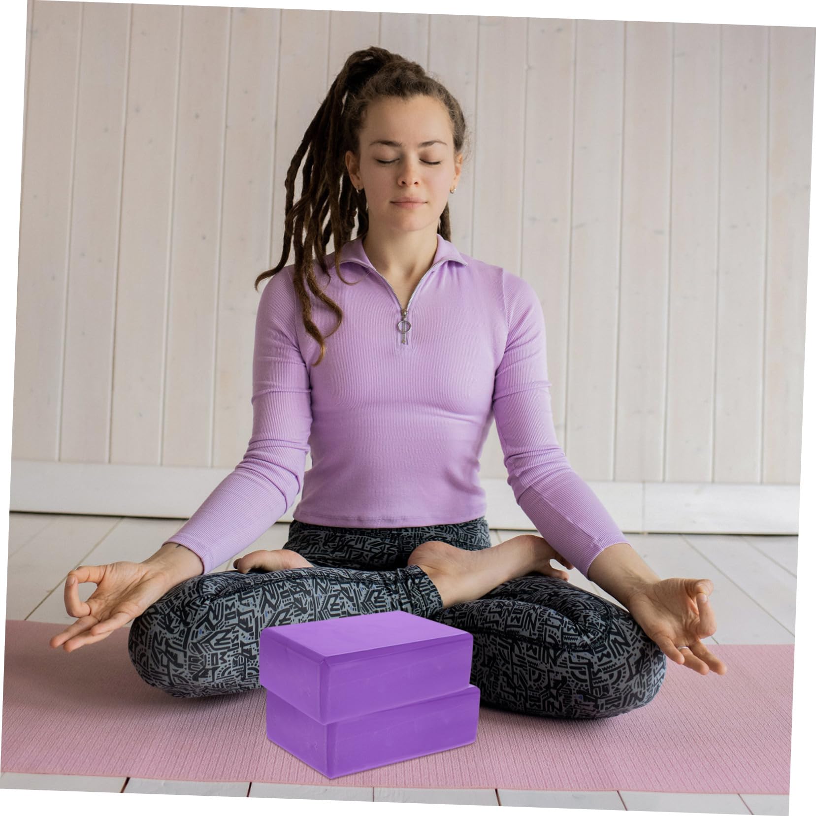Set di 2 Blocchi Yoga Eva con Cinghia Elasticizzata, 3 Pezzi | Porpora, Pratica Portatile e Stabilità Migliorata, per Palestra e Hot Yoga Sessions