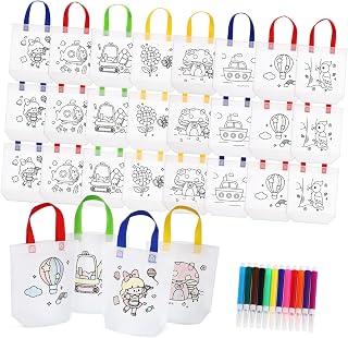 jojofuny 32 Piezas Bolsas de golosinas para Colorear Bolsas de Fiesta Bolsa de Grafiti Bolsas de Favores de Fiesta temáticos de Arte Tela no Tejida Color Aleatorio