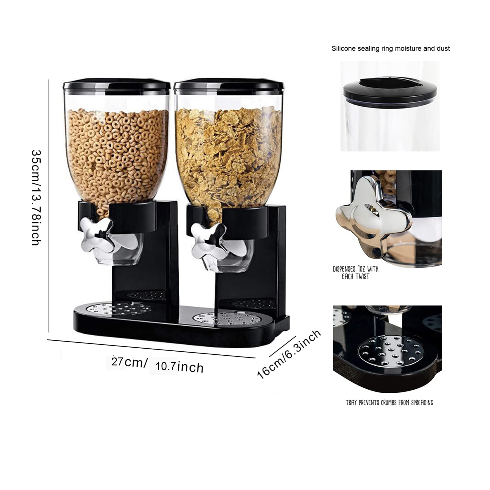 Dispenser doppio di cereali Dispenser di alimenti secchi Contenitori per cereali Contenitori per alimenti di farina d'avena Dispenser di alimenti Bottiglia Multigrains Scatola di