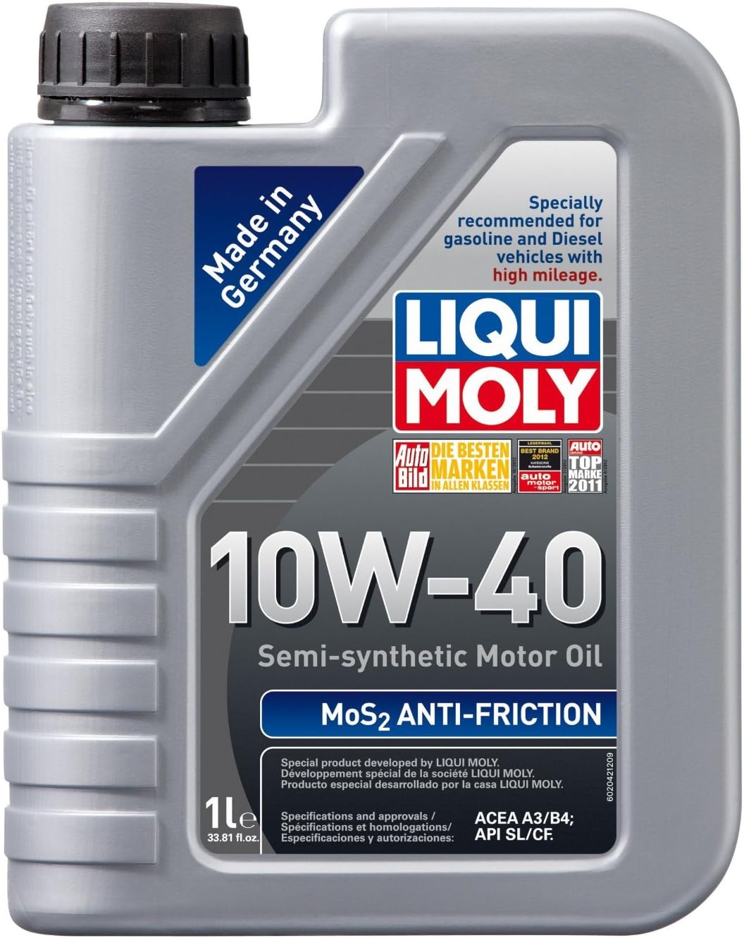 Liqui Moly (2042-12PK) MoS2 Anti-Friction 10W-40 Motor Oil - 1 Liter, (Pack of 12)