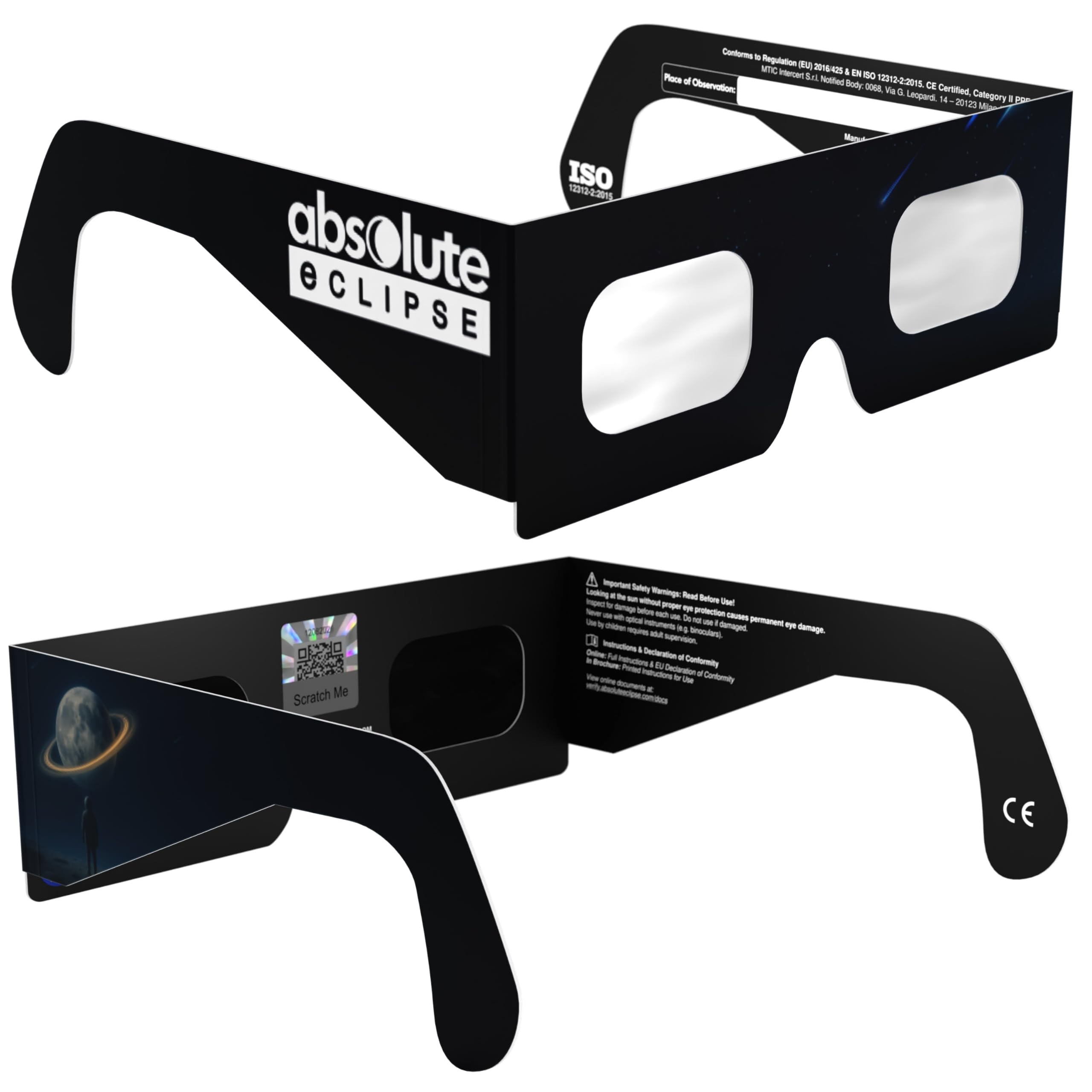 Absolute Eclipse Sonnenfinsternis Brille 2026 zum Sehen der Sonnenfinsternis - ISO 12312-2 CE Zertifiziert - 12. August 2026 - Erwachsene Kinder - EU Hersteller Anerkannt AAS - 55+ Designs