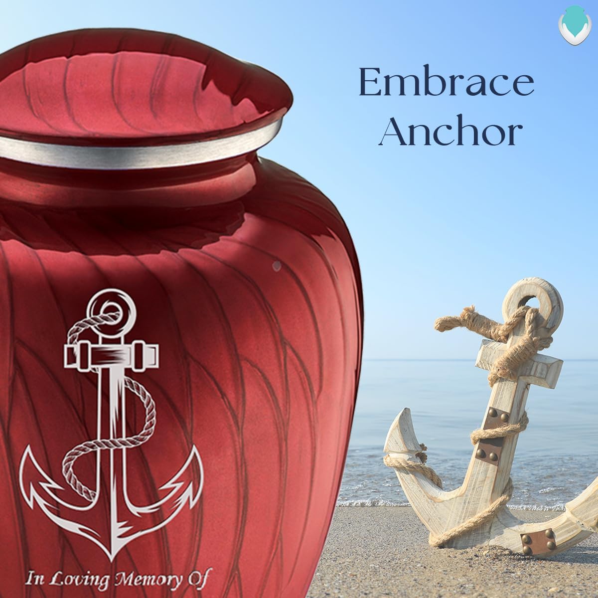 Geturns - Adult Personalized Anchor Cremation Urns for Human Ashes I Large Pearl Candy Red Funeral Urn for Men and Women I 200 lbs