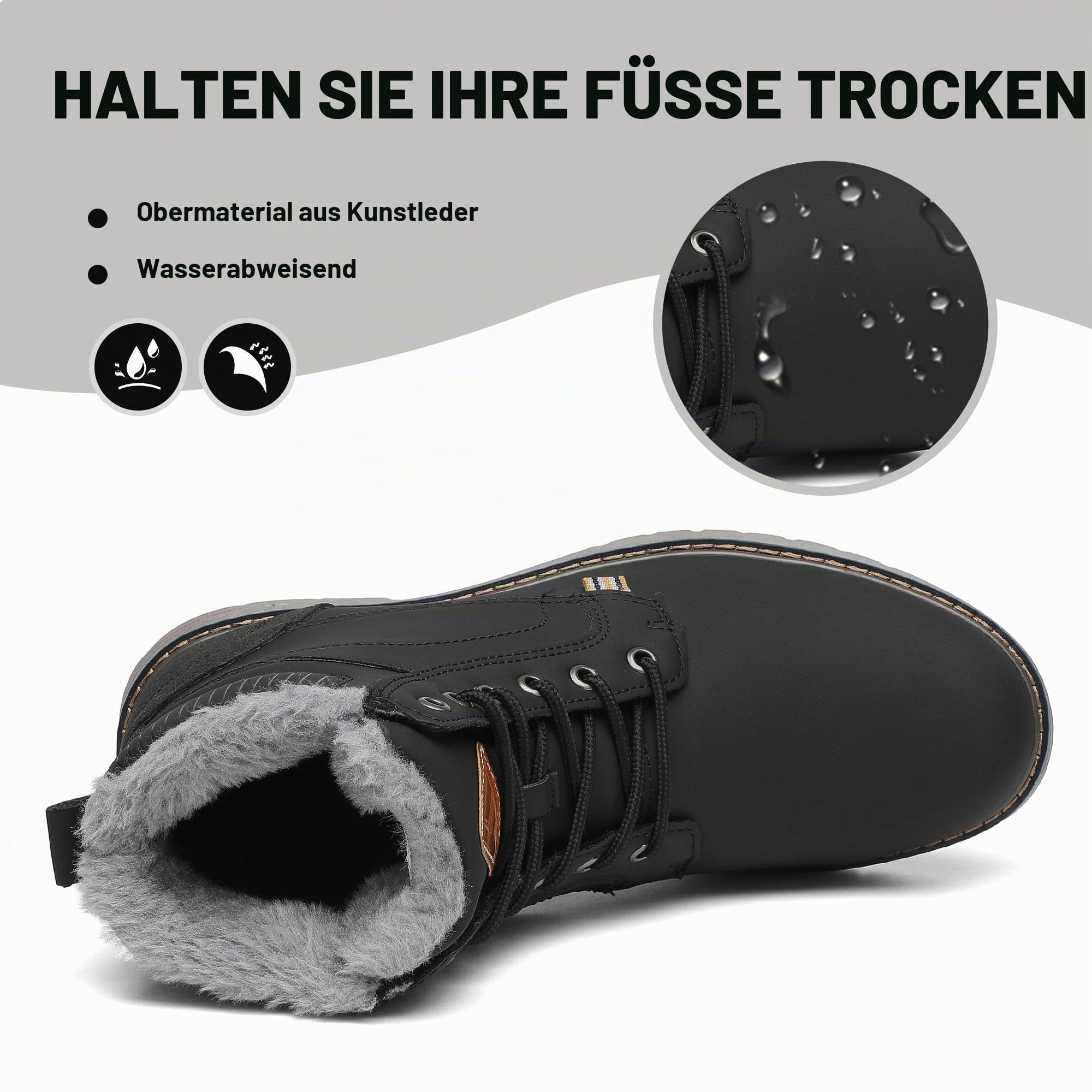 Mishansha Herren Winterschuhe Warme Gefüttert Damen Winterstiefel Wasserabweisend Wanderschuhe Boots