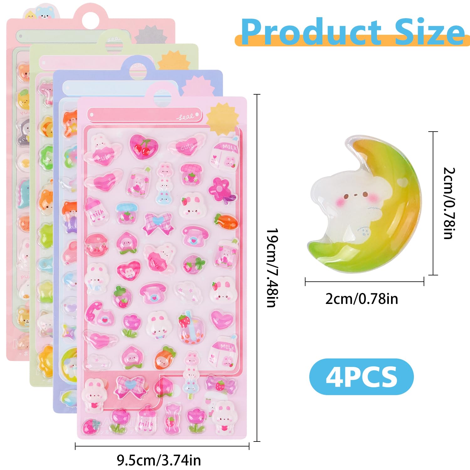 UHOMENY 4 Sheets Cute 3D Puffy Stickers Mini Animal Pattern Sticker Colorful Cartoon Design Embossed Stickers Classroom Reward Stickers for Scrapbook Notebook DIY Craft - Image 2