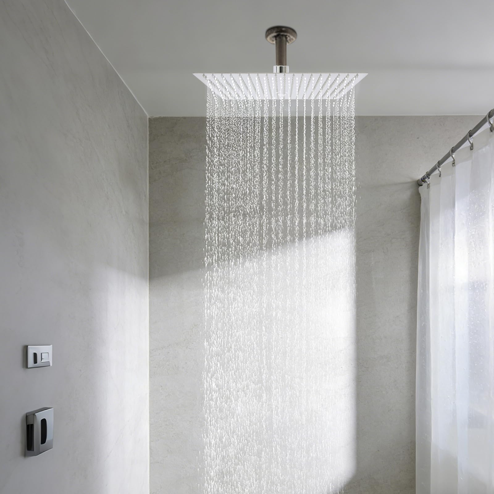 Ducha de lluvia XXL, 40 cm, de acero inoxidable, cuadrada, pulida