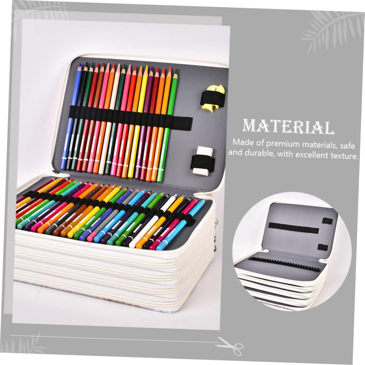 Astuccio Artistico 252 Scomparti Maniglia Beige per Scuola | Chiusura a Cerniera, Elastici Interni, Capienza Grande, per Lavoro All'aperto e Organizzazione Ordinata