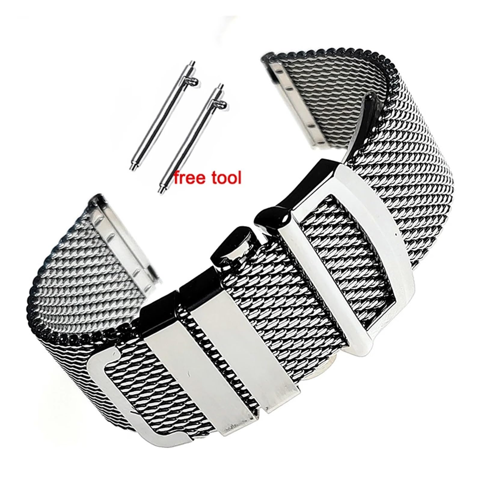 Correa de reloj de malla milanesa de liberación rápida de 20 mm y 22 mm, hebilla plegable para hombres y mujeres