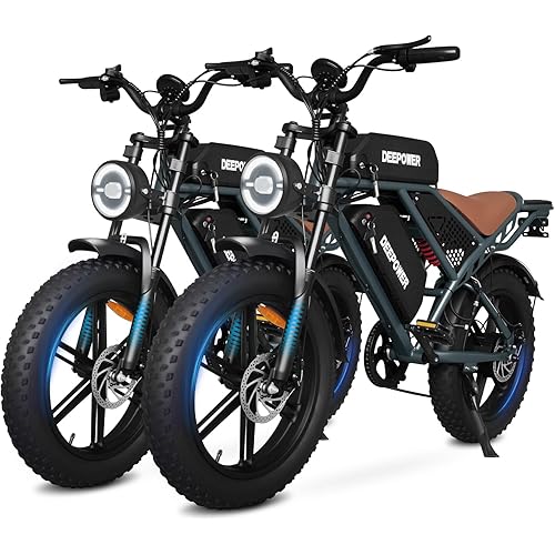 DEEPOWER Electric Bike for Adults,2000W Peak Motor&32MPH Electric Dirt Bike，48V 20AH/35AH/60AH Battery, 70-160 Max Miles,Dual Suspension Ebikes for Adults, 20" Fat Tire E Bike